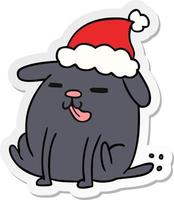 kerst sticker cartoon van kawaii hond vector