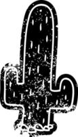 grunge icoon tekening van een cactus vector