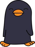 eigenzinnige handgetekende cartoon pinguïn vector