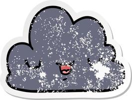 verontruste sticker van een schattige cartoonwolk vector