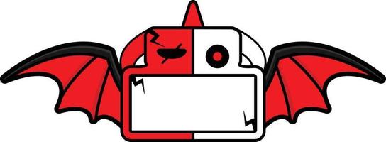 halloween tekenfilm rood duivel bot mascotte karakter vector illustratie schattig schedel knuppel bord