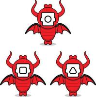 schattig karakter mascotte spel rood geest pocong ontwerp. traditioneel Indonesisch geest vector