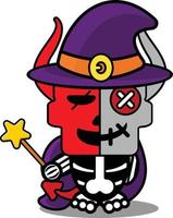 voodoo duivel pop mascotte karakter tekenfilm vector illustratie schattig heks kostuum