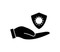hand- en schild icoon vector logo ontwerp sjabloon