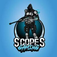 toekomst robot soldaten, esport gaming mascotte logo vector