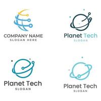 modern digitaal tech wereld logo, globaal of tech planeet, en digitaal tech bescherming. logo met concept vector illustratie sjabloon.