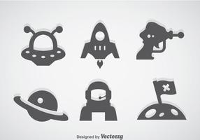 Fantasy Space Grey Icons vector