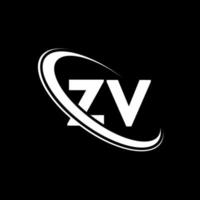 zv logo. z v ontwerp. wit zv brief. zv brief logo ontwerp. eerste brief zv gekoppeld cirkel hoofdletters monogram logo. vector