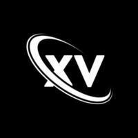 xv logo. X v ontwerp. wit xv brief. xv brief logo ontwerp. eerste brief xv gekoppeld cirkel hoofdletters monogram logo. vector