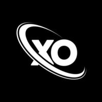 xo logo. X O ontwerp. wit xo brief. xo brief logo ontwerp. eerste brief xo gekoppeld cirkel hoofdletters monogram logo. vector