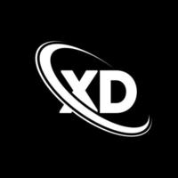 xd logo. X d ontwerp. wit xd brief. xd brief logo ontwerp. eerste brief xd gekoppeld cirkel hoofdletters monogram logo. vector
