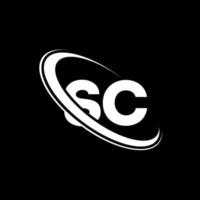 sc logo. s c ontwerp. wit sc brief. sc brief logo ontwerp. eerste brief sc gekoppeld cirkel hoofdletters monogram logo. vector