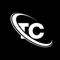 tc logo. t c ontwerp. wit tc brief. tc brief logo ontwerp. eerste brief tc gekoppeld cirkel hoofdletters monogram logo. vector