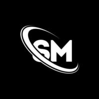 sm logo. s m ontwerp. wit sm brief. sm brief logo ontwerp. eerste brief sm gekoppeld cirkel hoofdletters monogram logo. vector