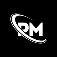 p.m logo. p m ontwerp. wit p.m brief. p.m brief logo ontwerp. eerste brief p.m gekoppeld cirkel hoofdletters monogram logo. vector