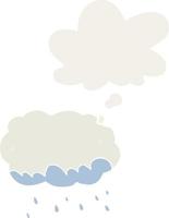 cartoon regenwolk en gedachte bel in retro stijl vector