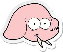 sticker van een cartoon olifant gezicht vector