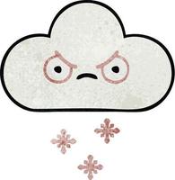 retro grunge textuur cartoon sneeuw wolk vector