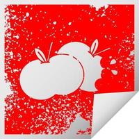 verontruste vierkante peeling sticker symbool sappige appel vector