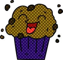eigenzinnige stripboekstijl cartoon gelukkige muffin vector