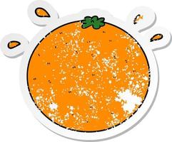 noodlijdende sticker van een tekenfilm oranje vector