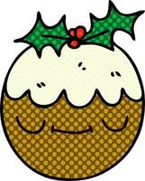 eigenzinnige cartoon kerstpudding in stripboekstijl vector