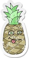 retro noodlijdende sticker van een cartoon ananas vector