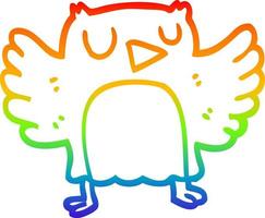 regenbooggradiënt lijntekening cartoon uil vector