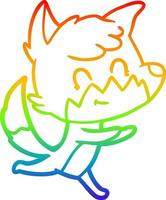 regenbooggradiënt lijntekening cartoon vriendelijke vos vector