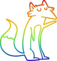 regenbooggradiënt lijntekening cartoon vos vector