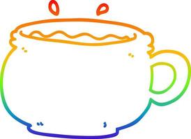regenbooggradiënt lijntekening cartoon warme kop koffie vector