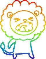 regenbooggradiënt lijntekening cartoon boze leeuw vector
