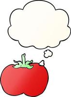 cartoon tomaat en gedachte bel in vloeiende verloopstijl vector