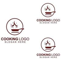 logo's voor kookgerei, kookpotten, spatels en kooklepels. met behulp van een vector illustratie sjabloon ontwerpconcept.