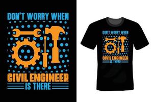 civiel ingenieur t overhemd ontwerp, vintage, typografie vector