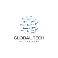 modern digitaal tech wereld logo, globaal of tech planeet, en digitaal tech bescherming. logo met concept vector illustratie sjabloon.