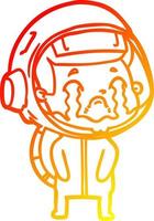 warme gradiënt lijntekening cartoon huilende astronaut vector