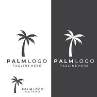 palmboomlogo, palm met golven en zon. met behulp van het bewerken van illustratorsjabloonontwerp. vector