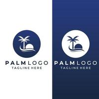 palmboomlogo, palm met golven en zon. met behulp van het bewerken van illustratorsjabloonontwerp. vector