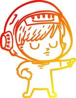 warme gradiënt lijntekening cartoon astronaut vrouw vector
