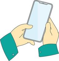 hand- Holding smartphone met blanco scherm vector