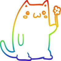 regenbooggradiënt lijntekening schattige cartoon kat vector