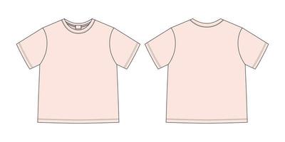 kleding technisch schetsen unisex t shirt. licht roze kleur. vector