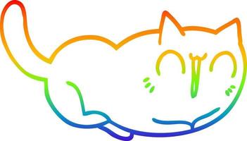 regenbooggradiënt lijntekening happy cartoon kat vector