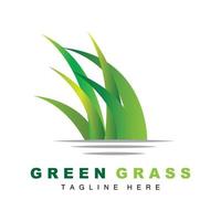 groen gras logo ontwerp, boerderij landschap illustratie, natuurlijk landschap vector