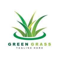 groen gras logo ontwerp, boerderij landschap illustratie, natuurlijk landschap vector