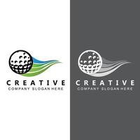 vector pictogram logo golfbal, stick en golfen. buitenspellen, retro concept illustratie