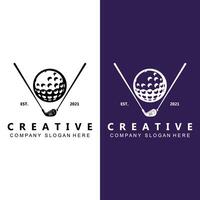 vector pictogram logo golfbal, stick en golfen. buitenspellen, retro concept illustratie