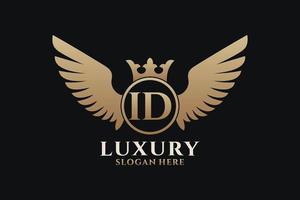 luxe Koninklijk vleugel brief ID kaart kam goud kleur logo vector, zege logo, kam logo, vleugel logo, vector logo sjabloon.