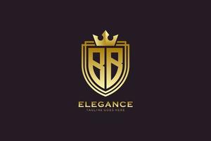 eerste bb elegant luxe monogram logo of insigne sjabloon met scrollt en Koninklijk kroon - perfect voor luxueus branding projecten vector